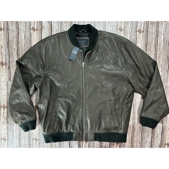 Abercrombie & Fitch relaxed Vegan Faux Leather Bomber Jacket sz XL NWT$199